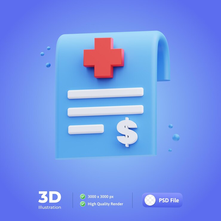 Médico de recibo de conjunto médico Ilustração 3d de ícone