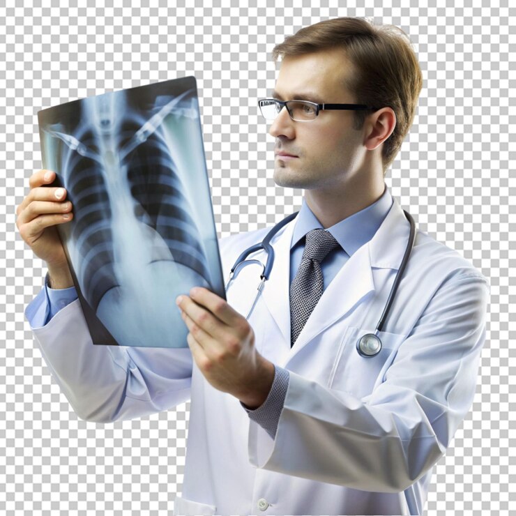 PSD médico examinando um raio x