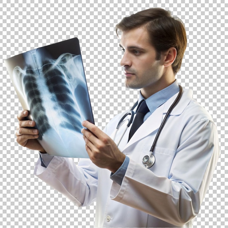 PSD médico examinando um raio x