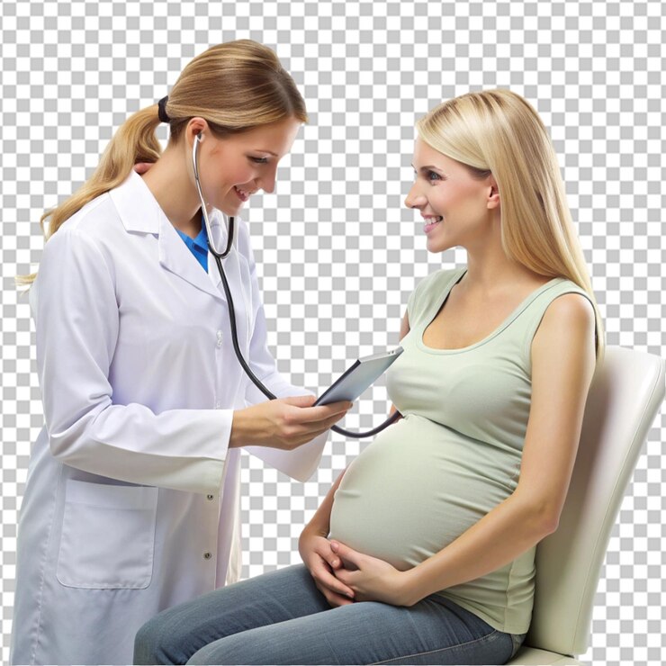 PSD médico haciendo consultas médicas con mujer embarazada que usa máscaras faciales mujer que espera un hijo y recibe asesoramiento médico del médico en el escritorio durante la pandemia de covid-19