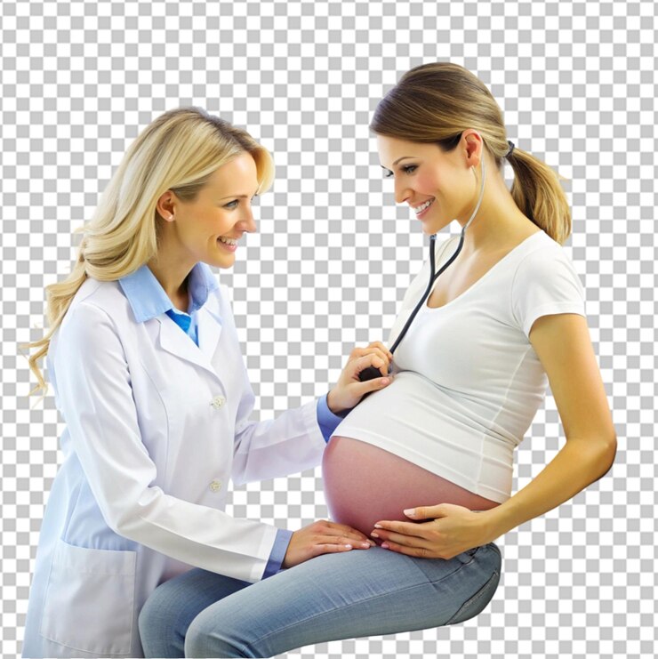 PSD médico haciendo consultas médicas con mujer embarazada que usa máscaras faciales mujer que espera un hijo y recibe asesoramiento médico del médico en el escritorio durante la pandemia de covid-19