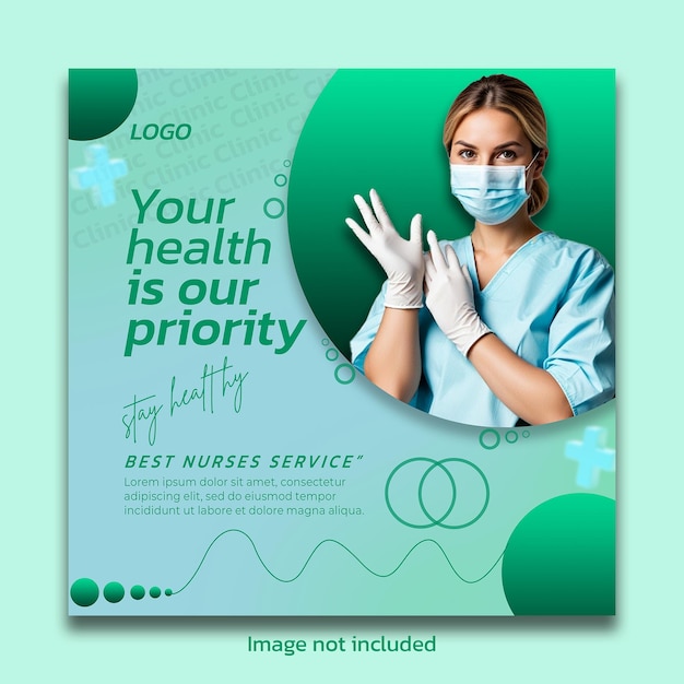 medico infermiere servizio social media post design