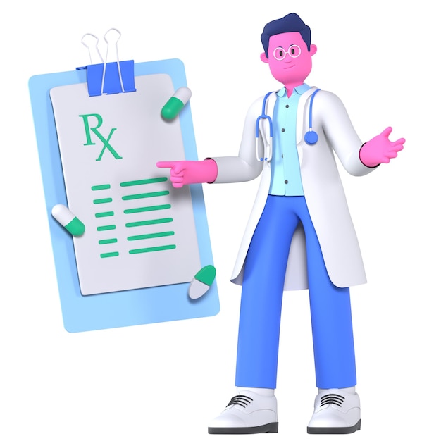 Médico masculino Hospital de atención médica con receta médica
