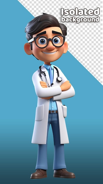 Médico masculino o enfermero personaje 3d fondo aislado
