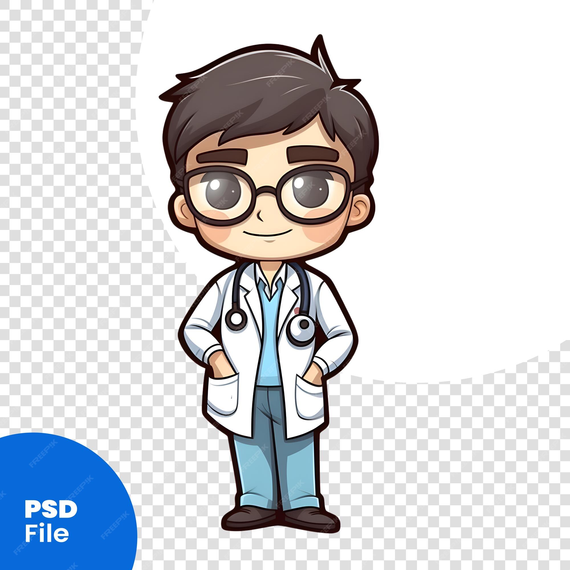 Médico De Sorriso Dos Desenhos Animados PNG , Clipart Feminino, Vetor Png,  Médica Imagem PNG e PSD Para Download Gratuito