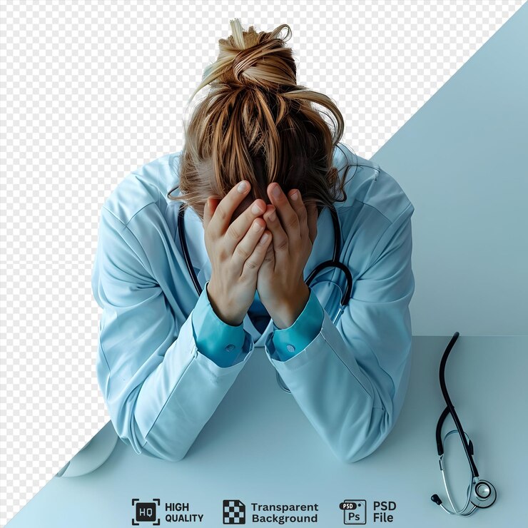 PSD el médico se siente estresado y abrumado archivo psd con fondo transparente descargar ahora