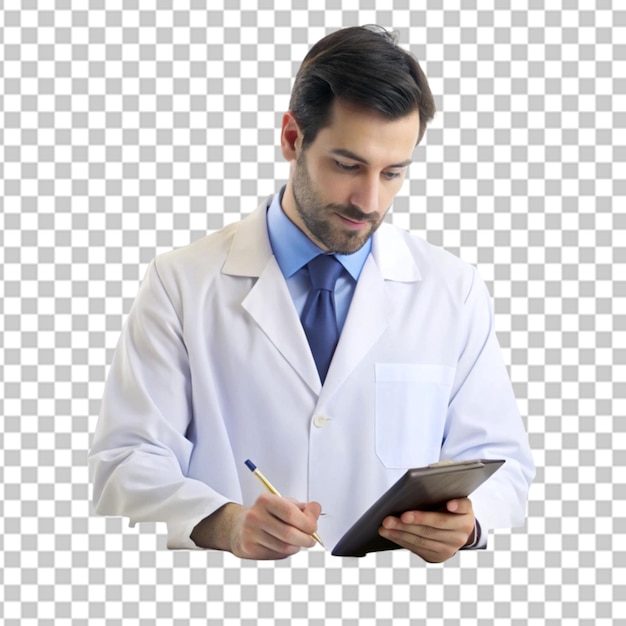 Médico trabajando con una tableta digital