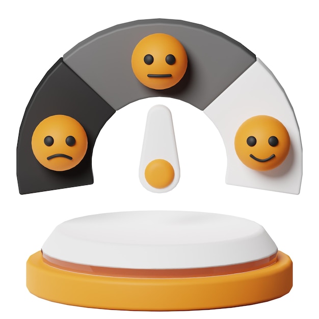 Medidor de satisfacción Emoticon Gauge Comunicación de red Objeto 3D