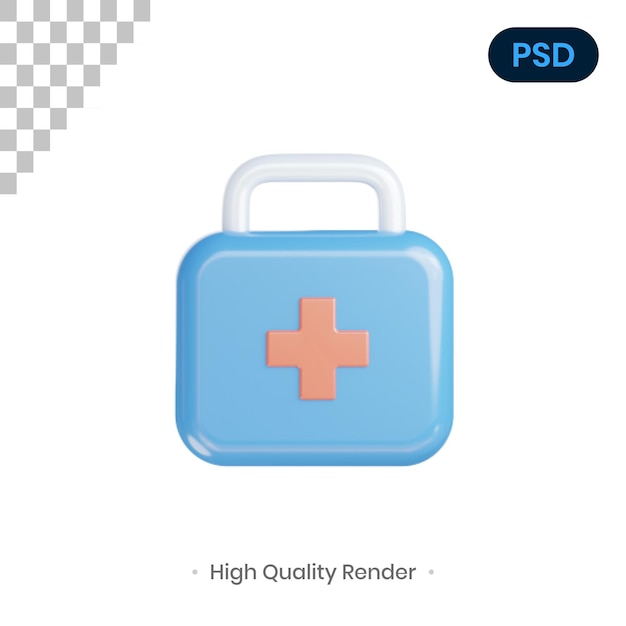 Medikit 3d render ilustración premium psd