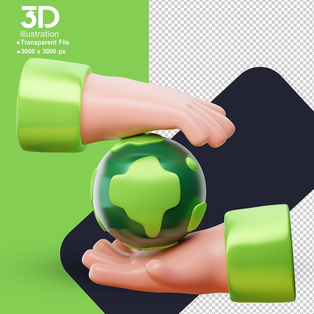 Medio Ambiente Ecología 3D Icono Salvar La Tierra