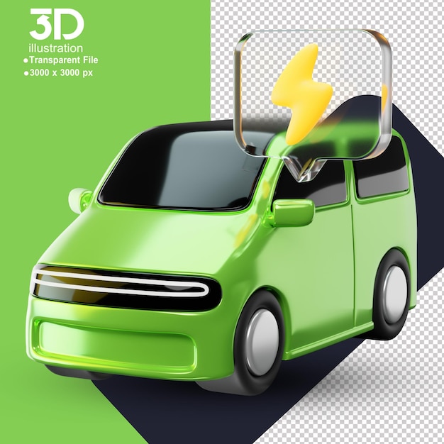 PSD medio ambiente ecología icono 3d coche eléctrico