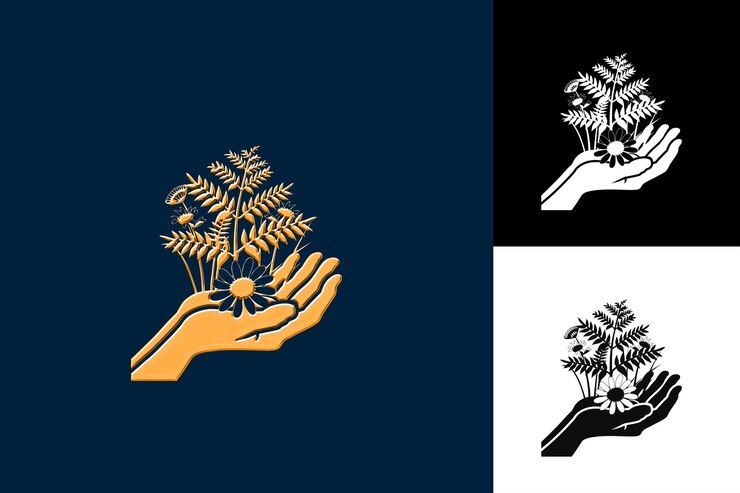 PSD medio ambiente indonesio con icono ecológico que muestra un diseño vectorial abstracto inspirado en la cultura p