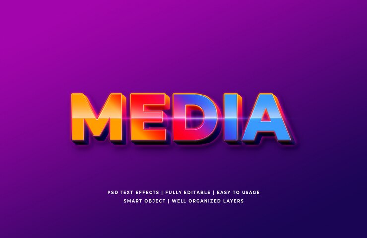 PSD medios 3d texto estilo efecto premium psd