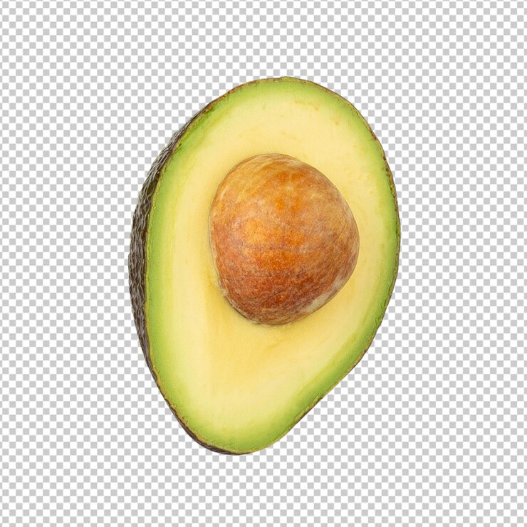 PSD medios recortes de aguacate con toda la profundidad de campo