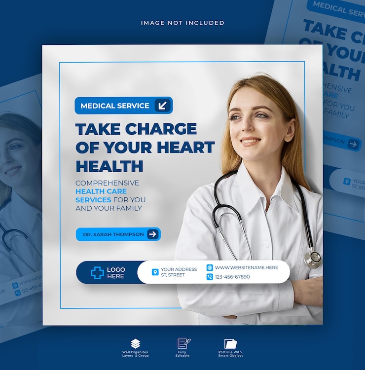 PSD medios sociales de atención médica y plantilla de banner o publicación en instagram