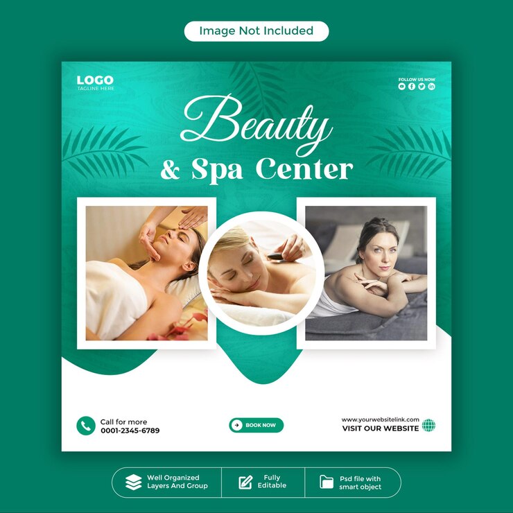 PSD medios sociales de belleza y spa facebook o instagram diseño de plantillas de publicaciones psd