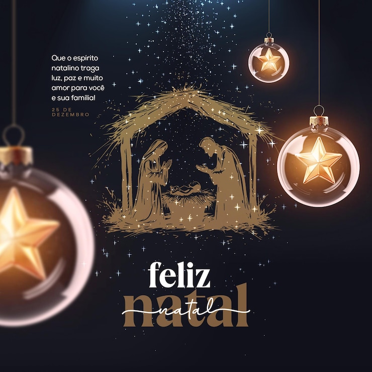 PSD medios sociales publican feliz navidad en portugués 3d para una campaña de marketing en brasil