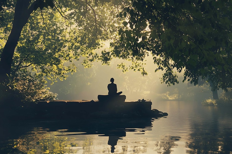 PSD meditação pacífica na natureza