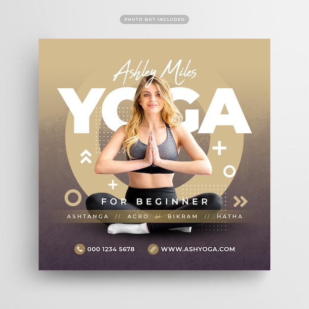 PSD meditación de yoga para principiantes publicación en redes sociales y plantilla de banner web