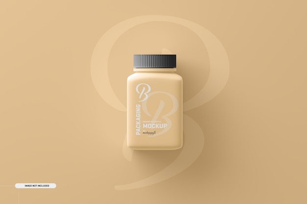 Medium Square Pill Supplement Bottle Mockup