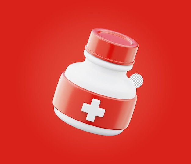 Medizinflasche 3D-Illustration auf durchsichtigem Hintergrund