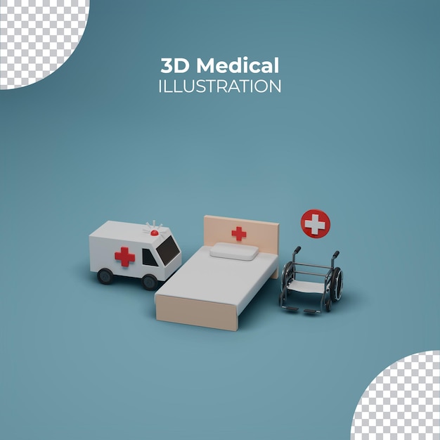 PSD medizinische illustration mit 3d-medizingeräten