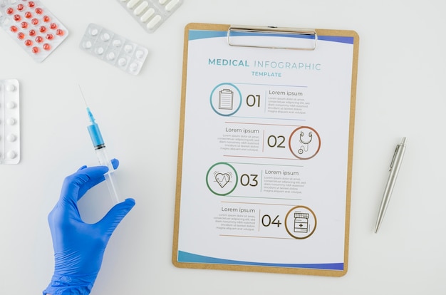 Medizinische infografik von oben mit modell