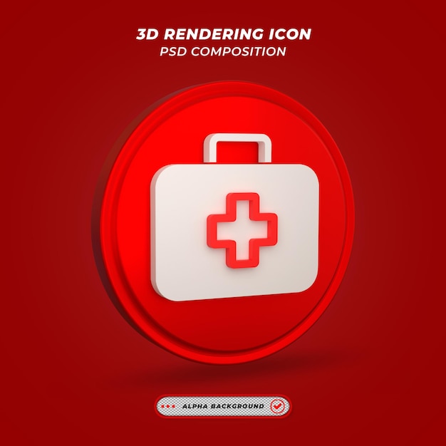 Medizinisches Kit-Symbol beim 3D-Rendering