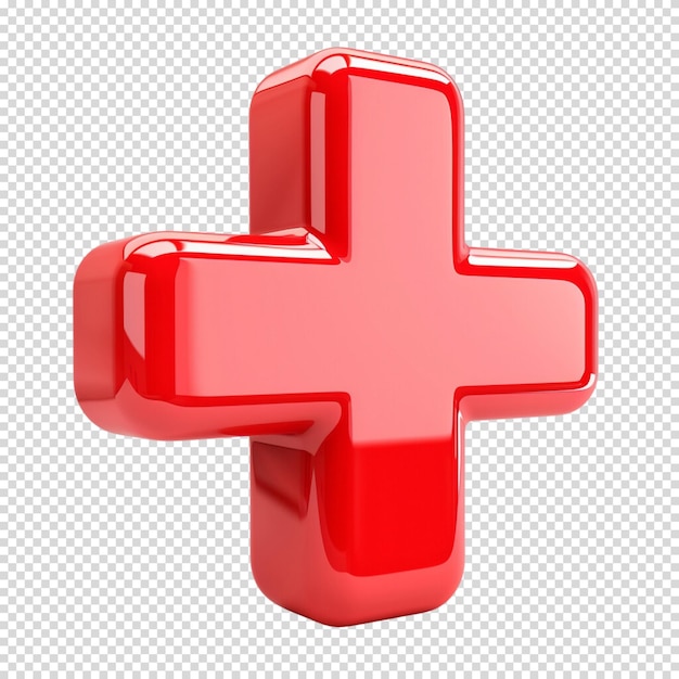PSD medizinisches rotes zeichen 3d-rendering isoliert auf durchsichtigem hintergrund