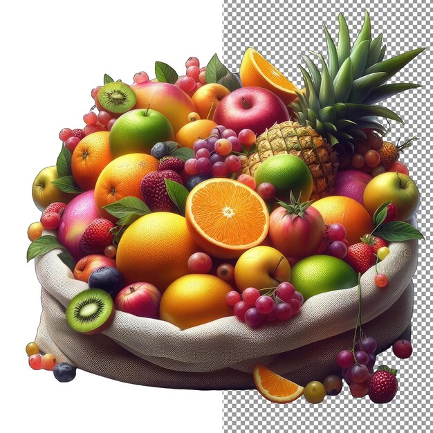 PSD medley de frutas crudas en bagpng