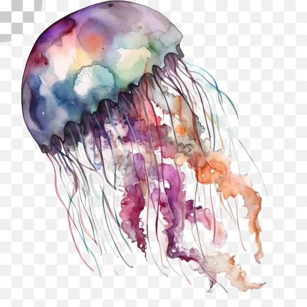 PSD medusas acuarela fondo transparente