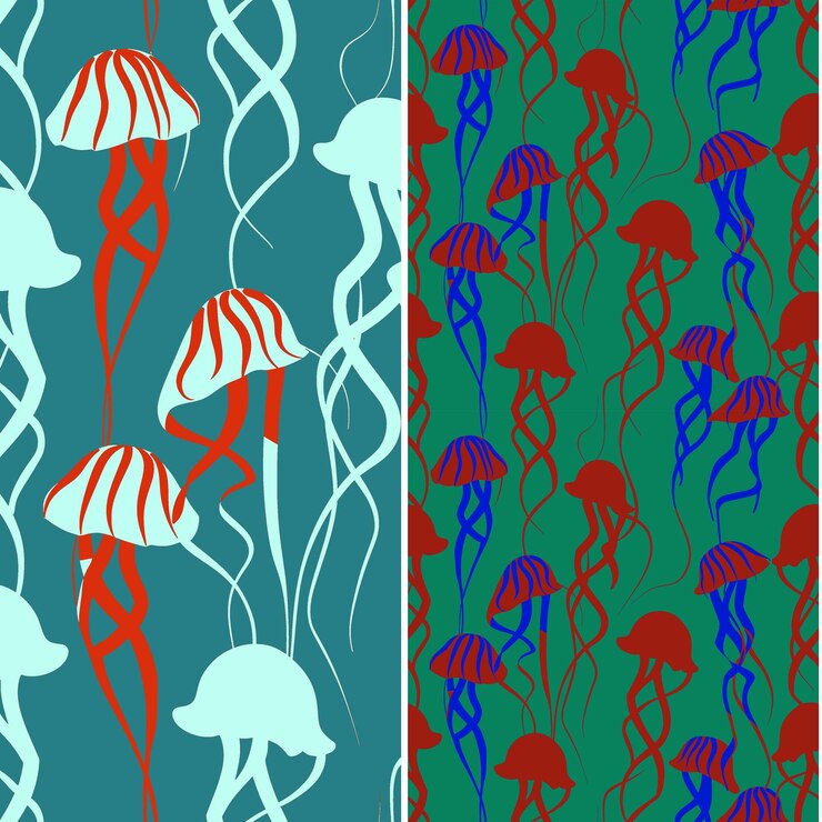 PSD medusas con silueta fluida diseño curvilíneo mínimo diseños vectoriales de patrones naturales