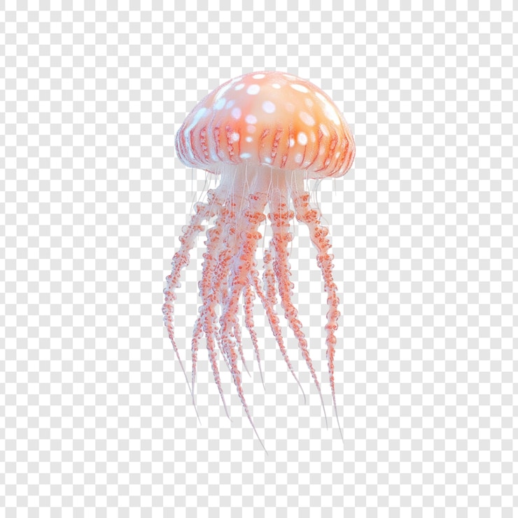 PSD méduse iridescente 3d rendant océanique aquatique violet rose bioluminescente lumineuse transparente