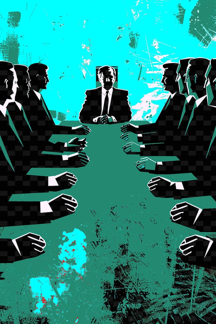 PSD meeting between a presidential candidate and bitcoin industr flat illustration election campaign