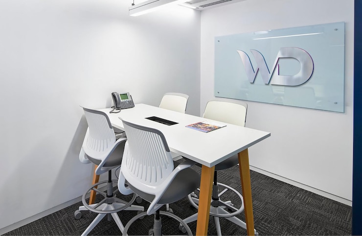 PSD meeting room logo mockup