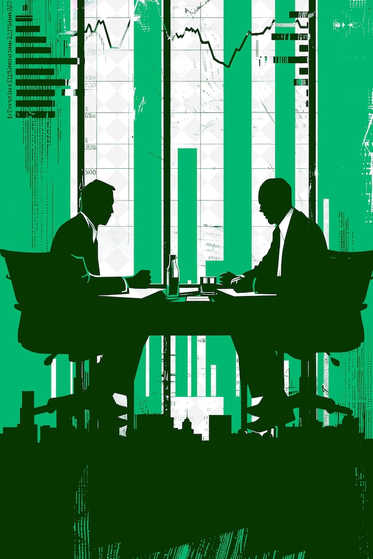 PSD meeting with a presidential candidate and bitcoin investors flat illustration election campaign