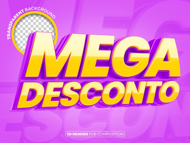 Mega descuento sello 3D para la composición
