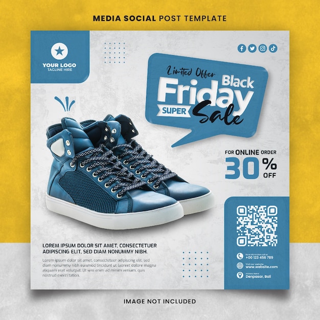 Mega discount schuhe black friday sale media social post vorlage