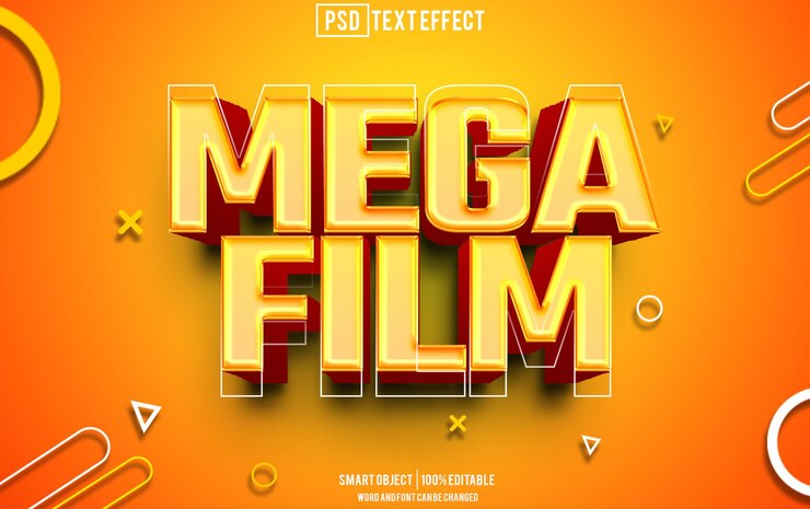 PSD mega film text effect font editable typography 3d text