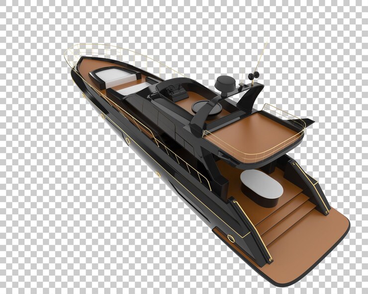 PSD mega iate na ilustração de renderização 3d de fundo transparente