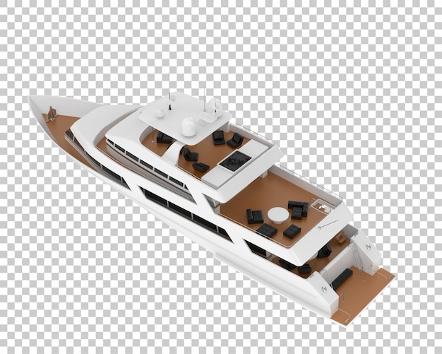 Mega iate na ilustração de renderização 3d de fundo transparente
