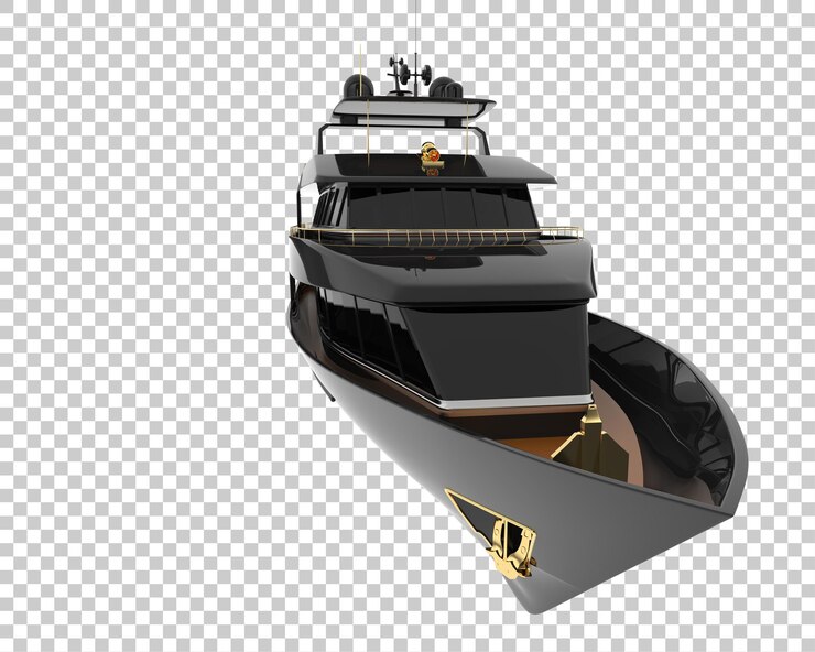 PSD mega iate na ilustração de renderização 3d de fundo transparente
