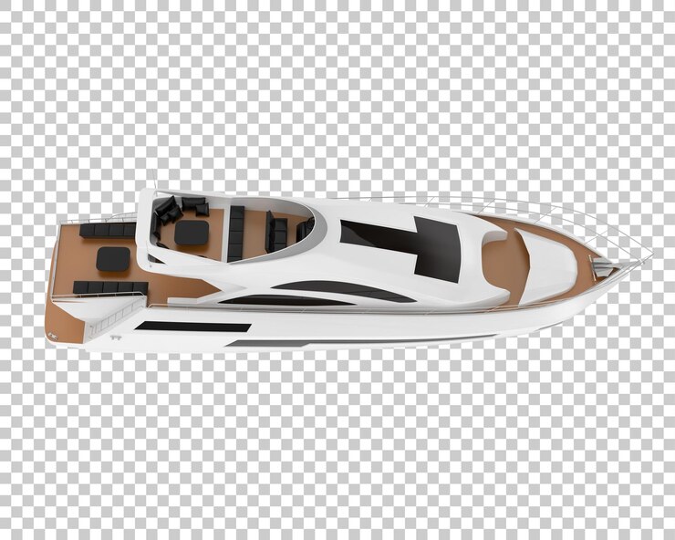 PSD mega iate na ilustração de renderização 3d de fundo transparente