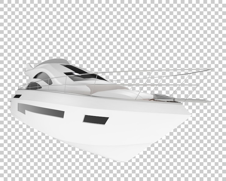 PSD mega iate na ilustração de renderização 3d de fundo transparente
