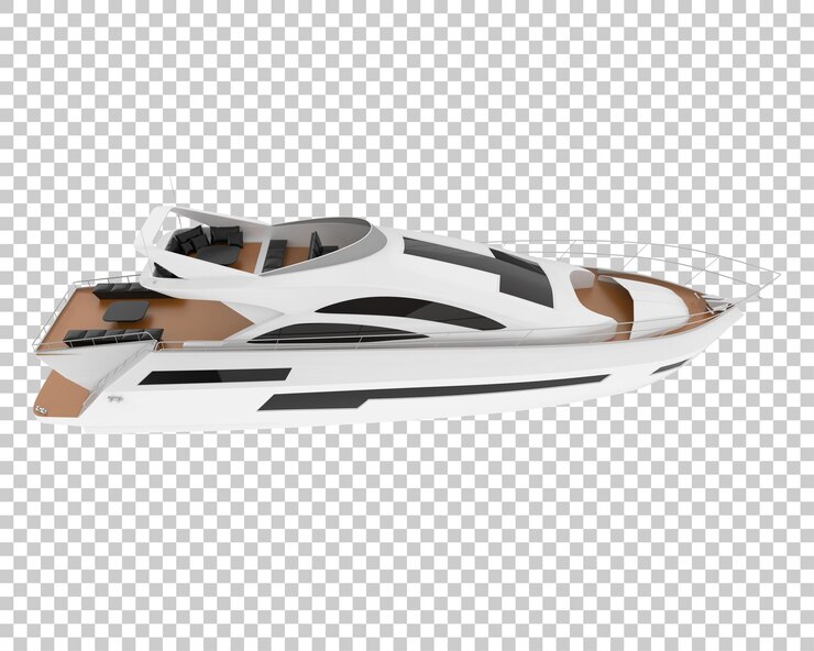 PSD mega iate na ilustração de renderização 3d de fundo transparente