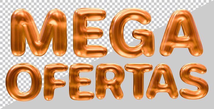 PSD mega oferece texto em português brasileiro com estilo 3d moderno