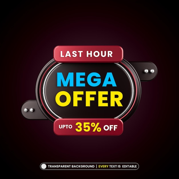 Mega oferta 35 off banner de promoção com texto editável