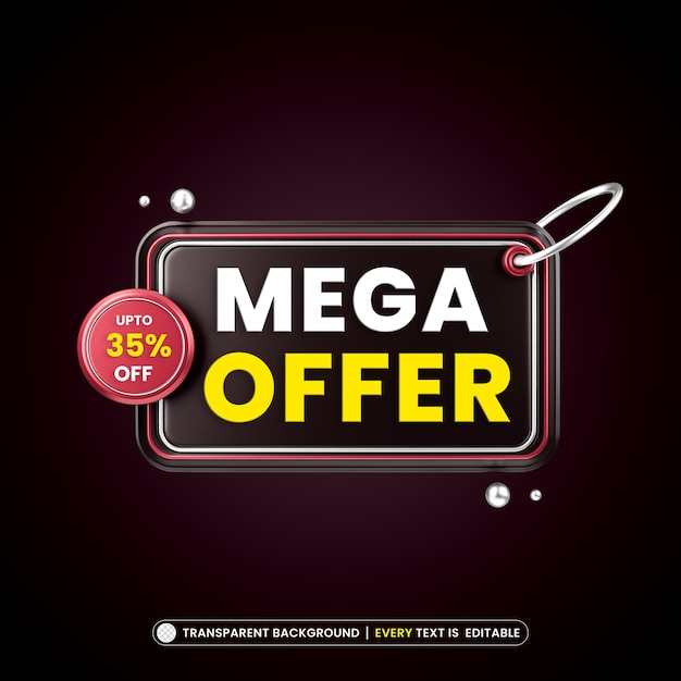 Mega oferta 35 off banner de promoção com texto editável