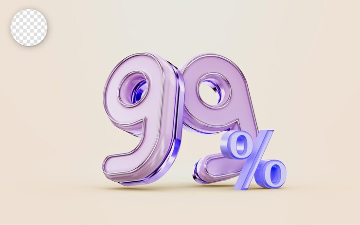 PSD mega oferta de compras 99 por ciento de descuento concepto de renderizado 3d brillante metálico para el festival de vacaciones