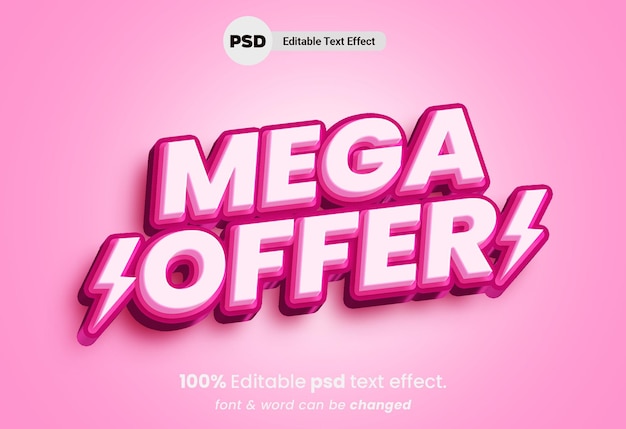 Mega oferta de compras en línea efecto de texto 3d